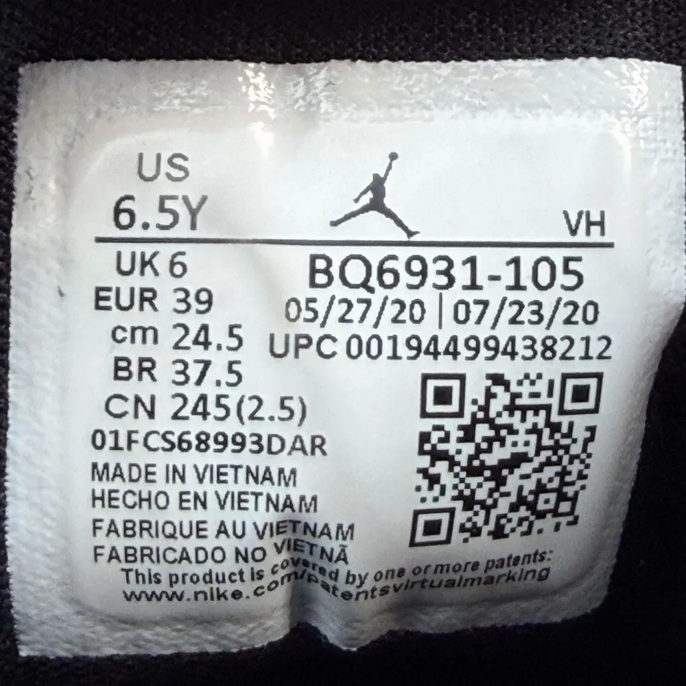 Jordan Air Jordan 1 Mid SE Shoes Boys Size 6.5Y Black Purple Sneakers BQ6931-105